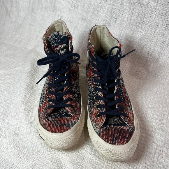 Converse Shoes - Converse Shoes Women Size 8.5 Hi Top Multi Panel Sneaker Red White Blue Gradient